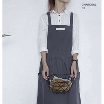 결혼 신혼 집들이 감성 앞치마 가벼운 선물 까페 커피숍 브런치 꽃꽂이 롱 앞치마, 차콜