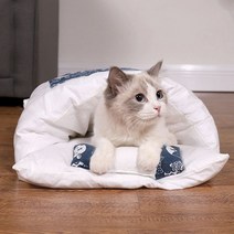 고양이이불 방석 강아지담요 쿠션 이불베게세트_1211EA, 꽃무늬블루미디움
