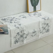 셀럽하우스 그레이 자수 정사각 린넨 테이블 매트, 기본상품, 본상품선택
