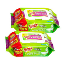 3M 스카치브라이트 더블액션 플러스 물걸레 청소포 표준형 일반형 리필 20매+4매, 2개입