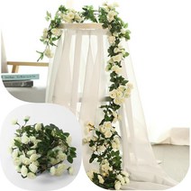 넝쿨조화 조화넝쿨 세송이 장미 인조넝쿨 화이트, 본상품, 1개