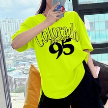 캐칭 라벨 브이넥 티 롱티 오버핏 빅사이즈 형광티 반팔티 여름티 여성용