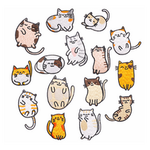 나른한 고양이 와팬 동대문 DIY 셀프 접착 가방 패치 자수 와팬 옷에붙이는 스티커, AI-15 쭈굴냥