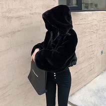 소프트 밍크퍼 양털 후드집업 크롭 자켓
