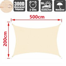 원두막 조립식 정자 야외 파빌리온 3x 4m/4x5m 300D 방수 천막 정원 그늘 항해 야외 잎 파티오 캐노피 수영, 25 Beige 200x500cm