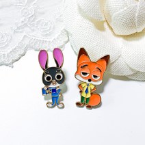 [인포켓주] 주토피아 주디홉스 닉와일드 토끼 여우 고퀄리티 뱃지 / 캐릭터 브로치 책가방 뱃지