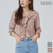 미쏘 미쏘 러플카라 체크블라우스_MIWBL9922R
