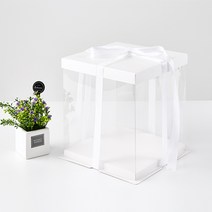 화이트 2단 케이크 쉬폰 케익 꽃 선물 상자 포장 박스 케이스, WH 22-2호 22*22*30(cm)