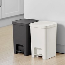 냄새차단 페달 사각 인테리어 휴지통 13L 쓰레기통 기저귀 뚜껑 발로여는 부엌 거실, 아이보리