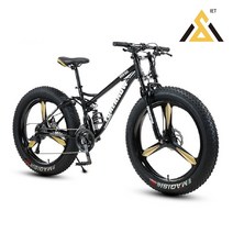 프리미엄 MTB 자전거 팻바이크 광폭타이어 24인치 26인치, 블랙-7단-파이브 휠
