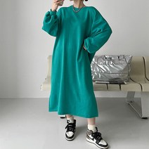 기모 박스 원피스/롱원피스 빅사이즈 쭈리 면 루즈핏 임부복 벌룬소매