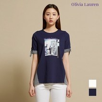 올리비아로렌 리본 패치 프린트 티셔츠 VOCASWM5121