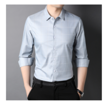 봄가을 남성 칼라 캐주얼 긴팔 셔츠 영 체크 셔츠