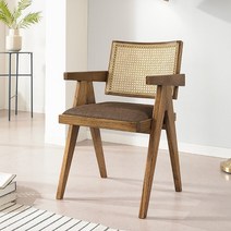 네모 라탄 의자 패브릭 쿠션 라운지 체어 까페 인테리어 원목 빈티지 이케아, 브라운