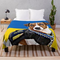 후원 우크라이나어 개 플란넬 푹신하고 폼폼 담요
