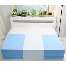 SEJEL.F (세젤에프) 3단 폴리 접이식 매트리스 배색 HR스펀지 싱글매트 블루 & 화이트 7.5CM