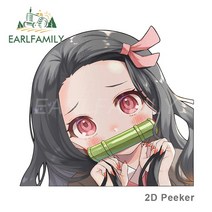 차량 스티커 EARLFAMILY-Nezuko Kamado Demon Slayer Peeker 빅 헤드 애니메이션 비닐 JDM 후면 윈드실드, 08 2D Peeker D_01 13cm