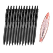 모나미 FX ZETA 1.0 볼펜 12p + 노크식 수정테이프 SWIP 세트, 블랙(볼펜), 랜덤발송(수정테이프), 1세트