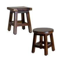 티크 원목 사각 원형 미니 우드 나무의자 화분스툴, 티크 원형의자, 종류:티크원형의자