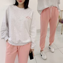 퍼니걸스 스포트 배색 레터링 맨투맨 티셔츠 조거 트레이닝 세트_3599