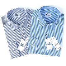 5myshop_런던 스트라이프 긴팔 와이셔츠 블루 네이비 남성 정장 남자 남방 드레스_5myshop