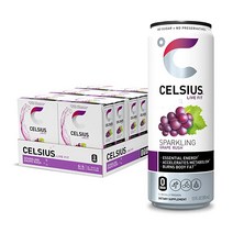 CELSIUS Sparkling Grape Rush 기능성 필수 에너지 드링크 12 Fl Oz24팩, [02] 12 Fl Oz(4개들이 팩), [02] 스파클링 오렌지