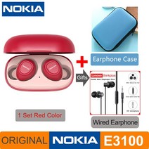 노키아 E3100 TWS 헤드폰 Fone uriulres 무선 블루투스 이어폰 HD 전화 400mh 안드로이드 IOS 레드 오렌지, 17 Red and Case TW13