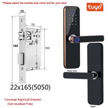 도어락 생체 인식 지문스마트 카드암호키 잠금 해제usb 비상 충전 기능이 있는 tuya wifi 전자 스마트 록 261, 검은색, 165x22(5050)