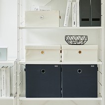 한샘 샘 폴리 수납바스켓 (중) 뚜껑포함 샘책장호환 수납박스 정, 색상:03.샘폴리바스켓(중)그레이+(뚜껑)그레이