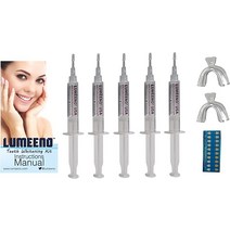 셀프치아미백 치아 미백 젤 리필 5팩 트레이 포함 얼룩 제거 젠틀 포뮬러 에나멜 세이프 글루텐 프리 카바마이드 퍼옥사이드 비건 및 알코올 미백제 BPA 없음