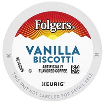 폴저스 Folgers Coffee 바닐라 비스코티 그라운드 커피 케이컵 포드 큐리그 브루어스 12개입, 1팩