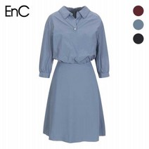 (EnC) 7부 펄 단추 플레어 원피스(ENOW838A1O)