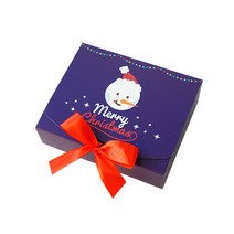 도나앤데코 크리스마스 직사각 포장 상자 소 5p + 리본 5p, 눈사람 딥블루, 1세트