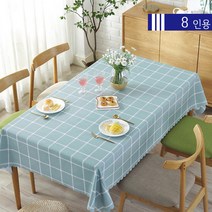 식탁보 방수 4인용-청녹색격자-4인(135x135cm) / 국내 당일발송-신데렐라 데코, 8인(200x135cm), 식탁보 방수-청녹색격자
