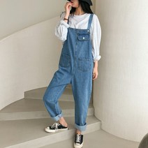 (인기)봄 가을 겨울 데일리 멜빵 점프수트 배기핏 데님바지(3col)