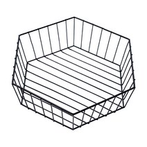 농가 기하학적 모양 대용량 금속 바구니 컨테이너 주방 홈 장식 스프레이 페인트 파티 북유럽 스타일 과일 그릇, Black