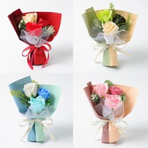 [도매플랜]비누 장미 미니 꽃다발 발렌타인데이 생일 비누꽃 졸업식 로즈데이, PL529 블루