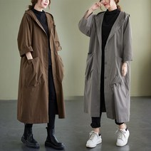 SMOPIG 여성 봄가을 트렌치 롱 트렌치코트