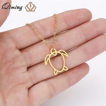 거북이 목걸이 바다 여성 남성 바다 동물 스테인레스 스틸 일상 보석 아기 생일 칼라