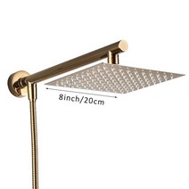 지붕마감재 처마빗물받이 지붕공사 Shinesia-크롬 울트라씬 스퀘어 샤워 헤드 + 암 150cm 8 "10&quot, 07 Golden 8inch