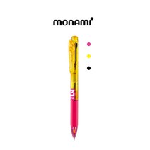 모나미 볼펜 3색볼펜 플립볼펜 0.7mm 형광+연필1P증정, 옐로우핑크, 1개입