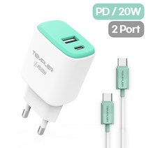 템플러 PD20W 2포트 충전기 C타입 케이블, 본체 + Type C 케이블 포함