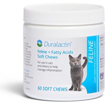 고양이영양제 PRN Pharmacal Duralactin 고양이 지방산 소프트 츄 - 고양이와 새끼 고양이의 통증 관리에 도움이 되는 관절 건강 보조제 오메가-3 닭 간 맛 60
