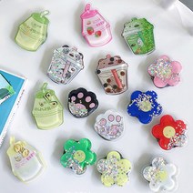 유니커블 아이폰 갤럭시 스마트톡 홀더 폰거치대 그립톡 폰링 스마트링 이어폰선 감개, 1, UAE0003 플라워화이트