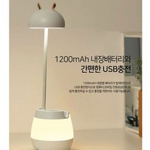 스탠드 탁상용 LED 조명 램프 USB 독서등 연필꽂이, 화이트베어