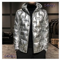 글렌리 유광 엠보 덕 다운 하이넥 지퍼 패딩 남성 캐쥬얼 자켓 점퍼 패딩