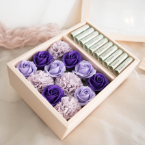 꽃남 라이트 플라워 비누 용돈박스, M, 투명클립+쇼핑백, 퍼플용돈박스