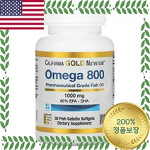 캘리포니아골드뉴트리션 오메가 3 천연 피쉬 오일 1000 mg 피쉬 젤라틴 소프트젤 30정, 1개, 기본