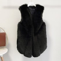 페이크 퍼 베스트 여자 하프 퍼 일체형 조끼 점퍼 모피코트 베스트 조끼 겨울 브이넥 모피 밍크코트 재킷