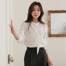 BLO029 타이넥 글로시 블라우스